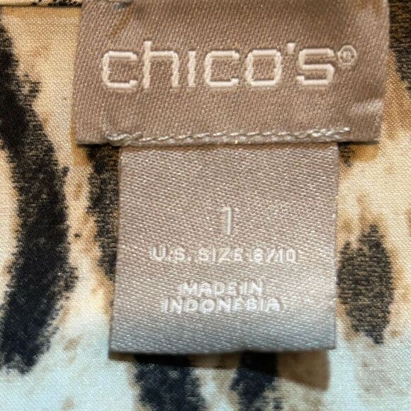 Chicos Size 1 US 8-10 V-neck Animal Print Batwing Sleeve Shirt Blouse Top - Picture 3 of 4